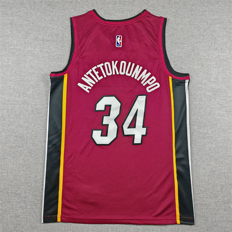 Men's Miami Heat #34 Simone Fontecchio Nike Jordan Brand Statement Red Swingman Jersey