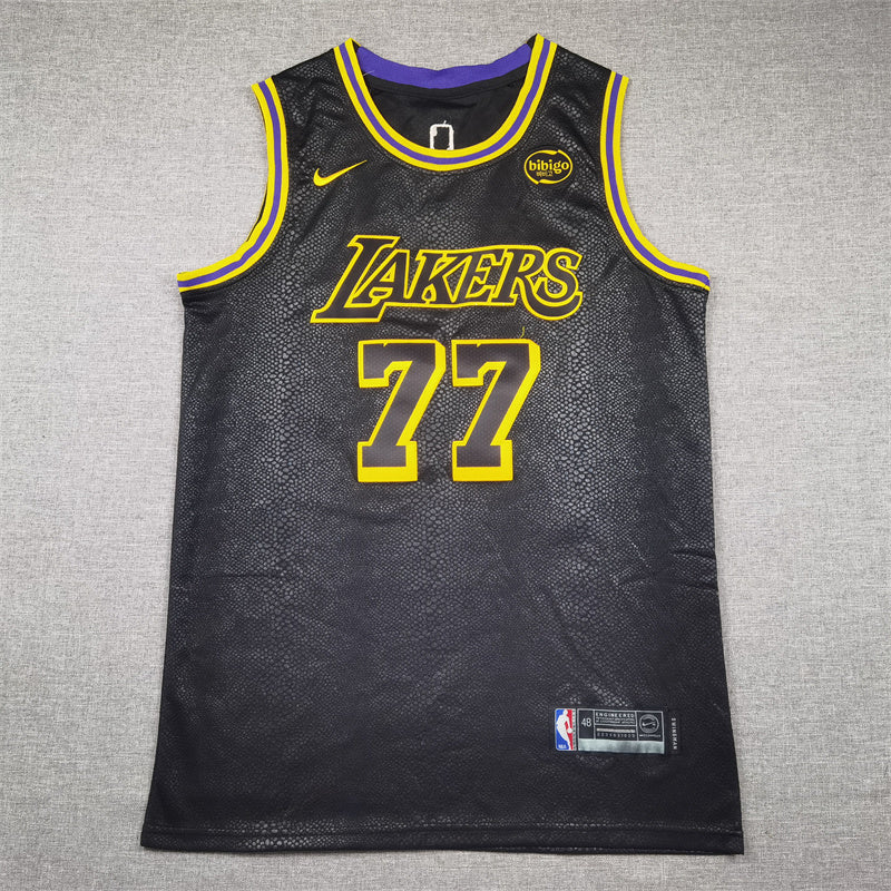 Men's Los Angeles Lakers #77 Luka Dončič Black Swingman Jersey