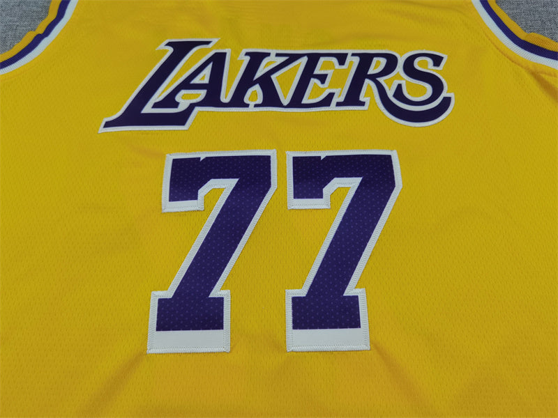 Men's Los Angeles Lakers #77 Luka Dončič Nike Icon Edition Gold Swingman Jersey