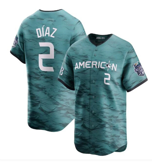 Men's #2 Yandy Díaz American League 2023 All-Star Game Limited Player Jersey - Teal