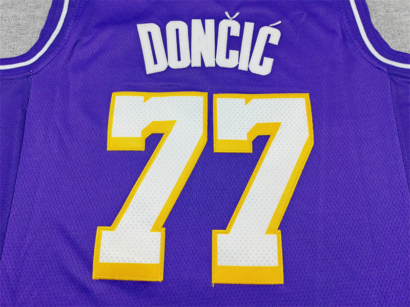 Men's Los Angeles Lakers #77 Luka Dončič Nike Statement Edition Purple Swingman Jersey