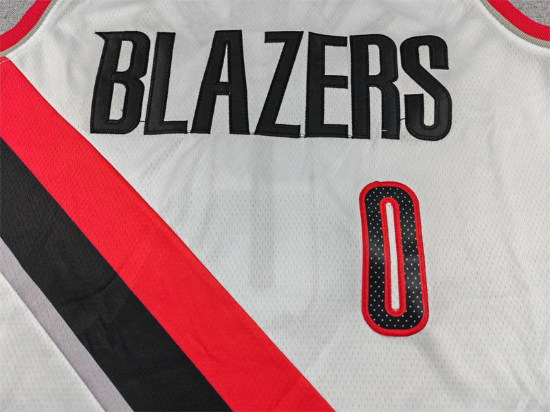 Men's Portland Trail Blazers #0 Damian Lillard White Swingman Jersey