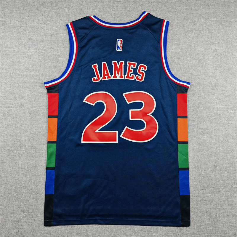 Men's Philadelphia 76ers #23 James Basketball Jersey - City Version Dark Blue