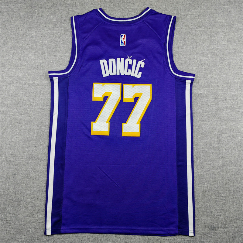 Men's Los Angeles Lakers #77 Luka Dončič Nike Statement Edition Purple Swingman Jersey