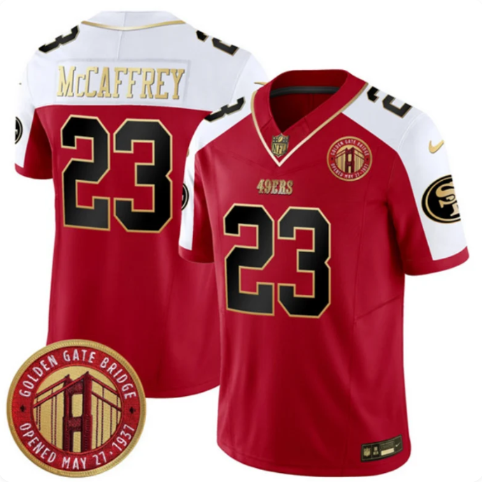 Christian McCaffrey San Francisco 49ers Golden Gate Bridge Jersey – Scarlet