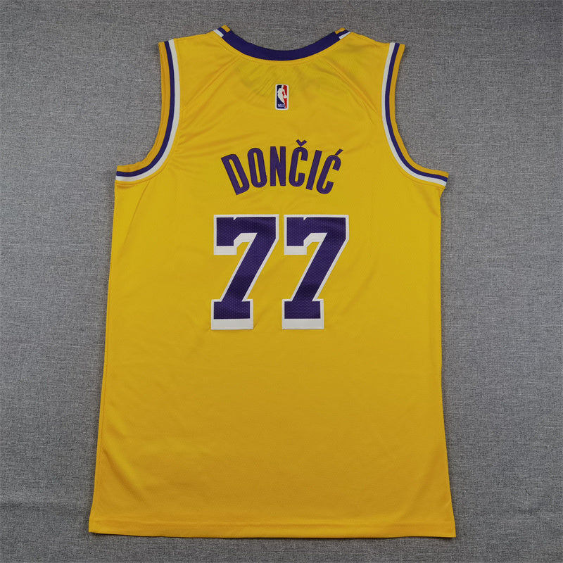 Men's Los Angeles Lakers #77 Luka Dončič Nike Icon Edition Gold Swingman Jersey