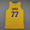 Men's Los Angeles Lakers #77 Luka Dončič Nike Icon Edition Gold Swingman Jersey