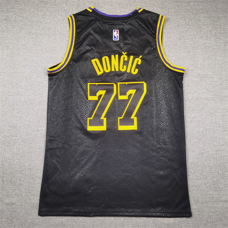 Men's Los Angeles Lakers #77 Luka Dončič Black Swingman Jersey
