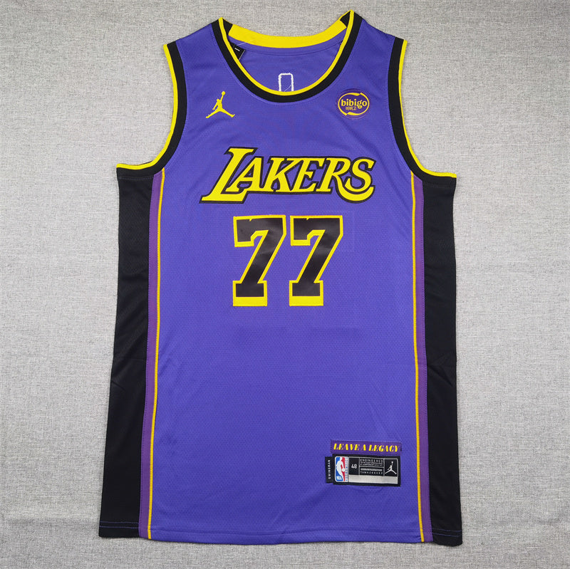 Men's Los Angeles Lakers #77 Luka Dončič Purple Swingman Jersey