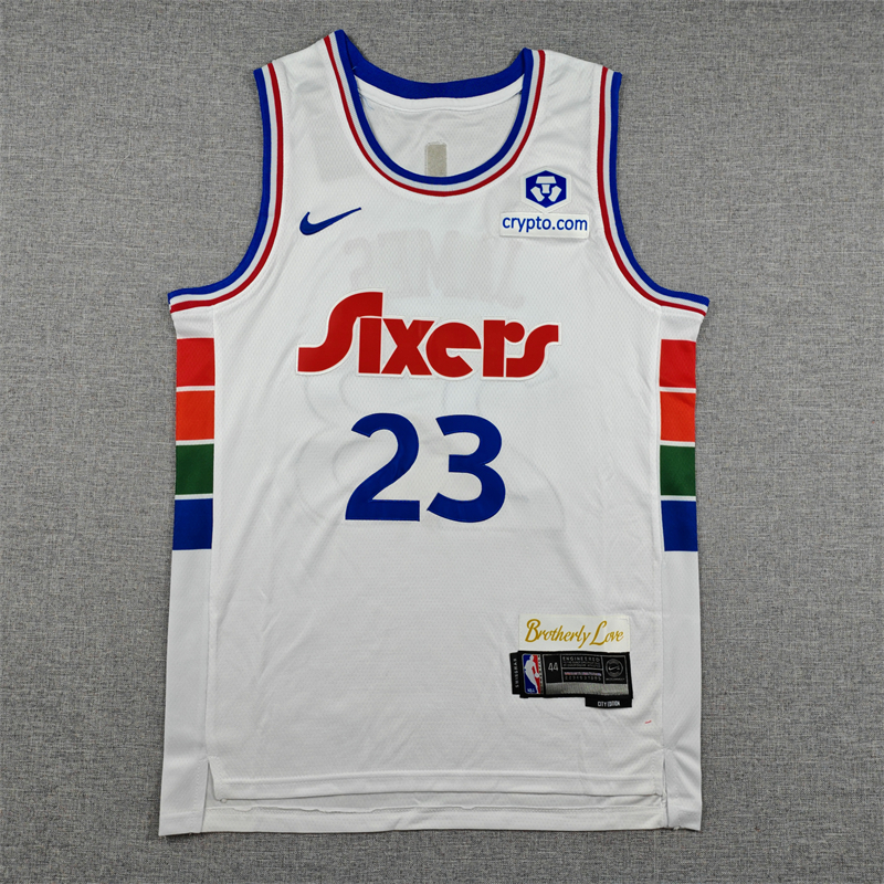 Men's Philadelphia 76ers #23 James Swingman Basketball Jersey - City Version White