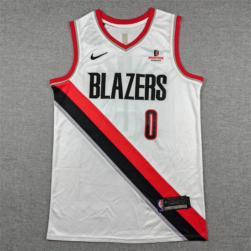 Men's Portland Trail Blazers #0 Damian Lillard White Swingman Jersey