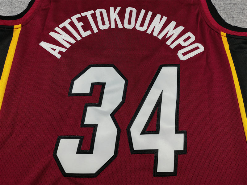 Men's Miami Heat #34 Simone Fontecchio Nike Jordan Brand Statement Red Swingman Jersey