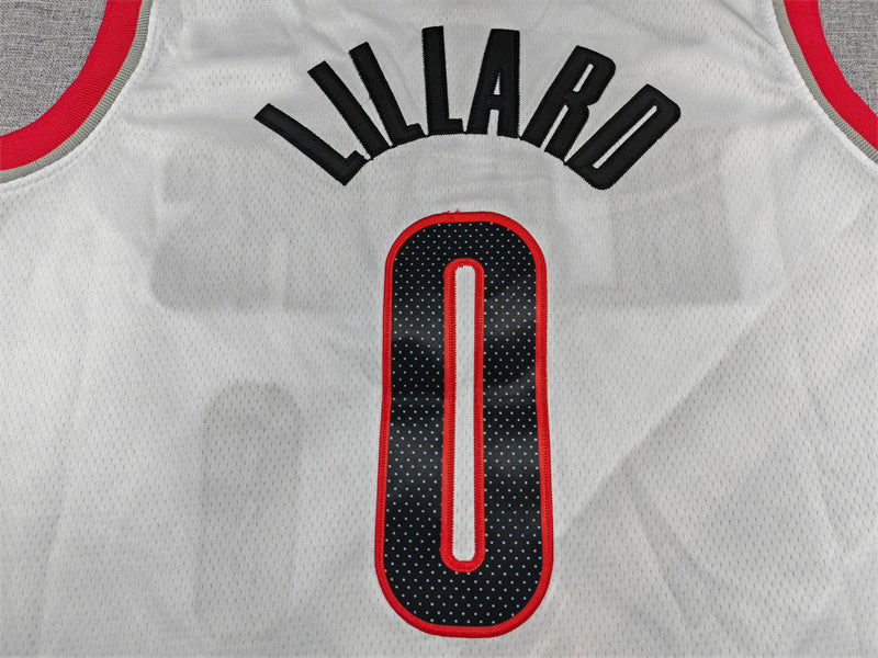 Men's Portland Trail Blazers #0 Damian Lillard White Swingman Jersey