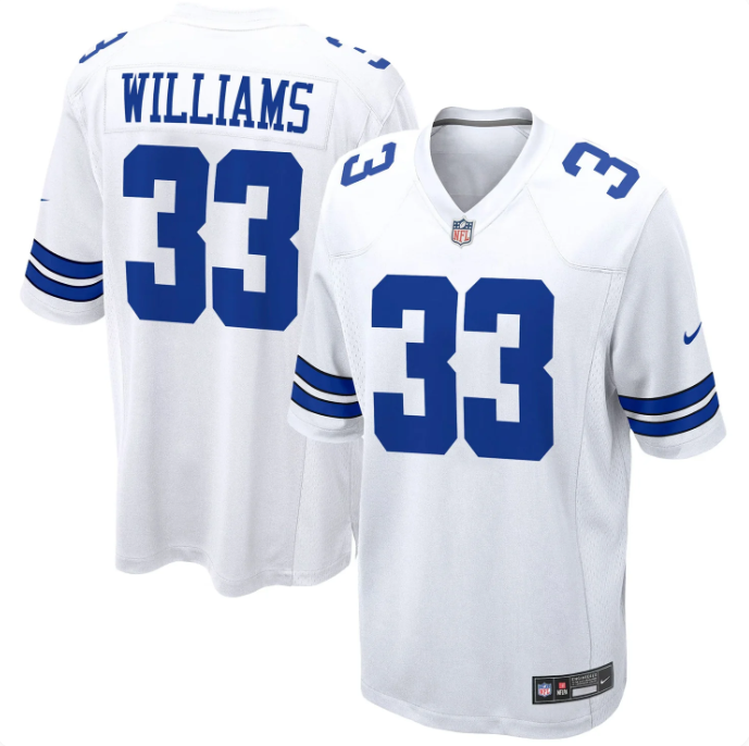 Javonte Williams #25 Dallas Cowboys Nike Game Jersey – White