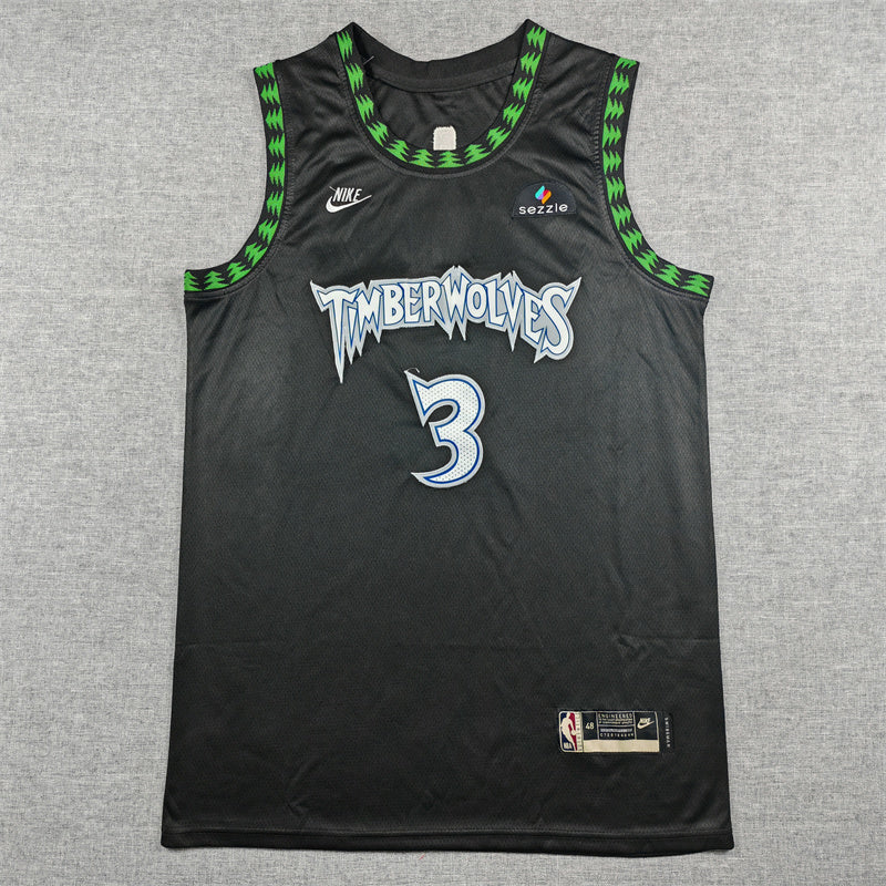 Men's Minnesota Timberwolves #3 Stephon Marbury Black 1997/98 Hardwood Classics Swingman Jersey