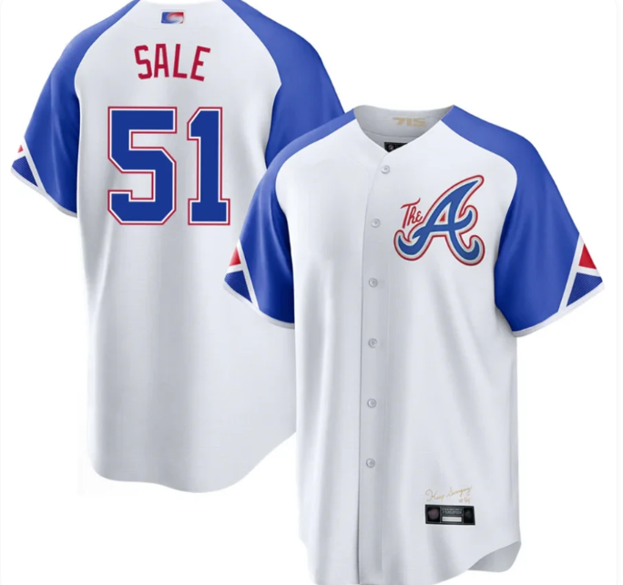 Atlanta Braves Chris Sale #51 City Connect Limited Stitched Baseball Jersey – White/Blue