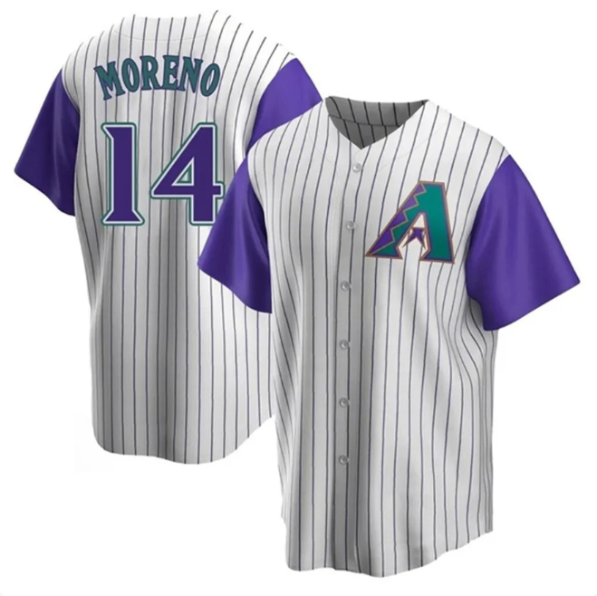 Arizona Diamondbacks #14 Gabriel Moreno White-Purple Home Replica Player Baseball Jersey