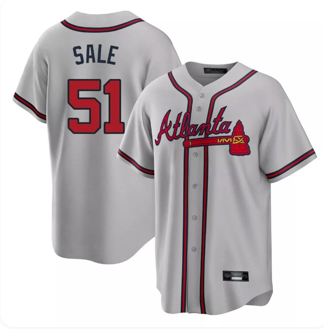Atlanta Braves Chris Sale #51 Gray Home Game Stitched Baseball Jersey