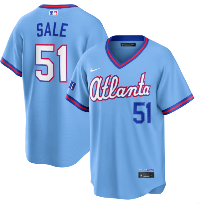 Atlanta Braves Chris Sale #51 2026 City Connect Nike Stadium Jersey – Powder Blue