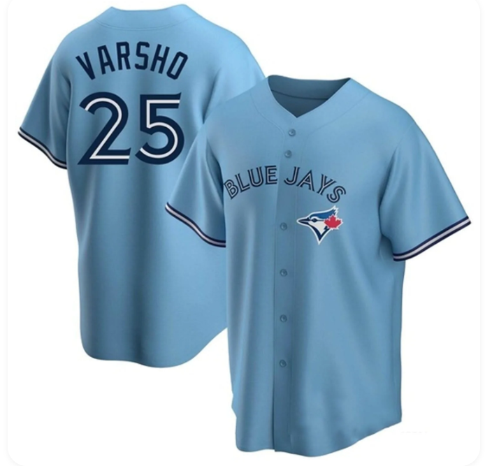 Men's Toronto Blue Jays Daulton Varsho #25 Light Blue Limited Jersey