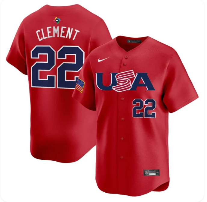 Ernie Clement USA Baseball 2026 World Baseball Classic Alternate Stadium Jersey – Red