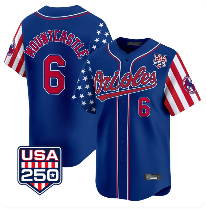 Baltimore Orioles Ryan Mountcastle #6 USA 250 Independence Day Vapor Premier Limited Stitched Jersey – Royal Blue