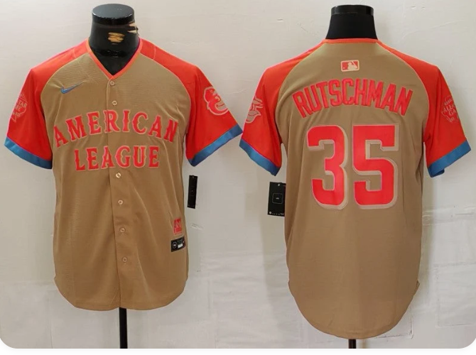 Adley Rutschman #35 Men's American League Majestic 2024 MLB All-Star Game Limited Player Jersey – Cream