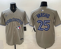 Men's Toronto Blue Jays Daulton Varsho #25 Gray Road Nike Replica Jersey