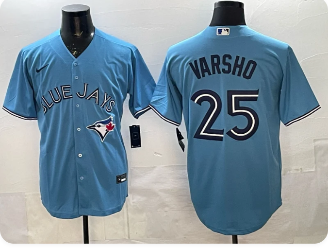 Men's Toronto Blue Jays Daulton Varsho #25 Powder Blue Replica Jersey