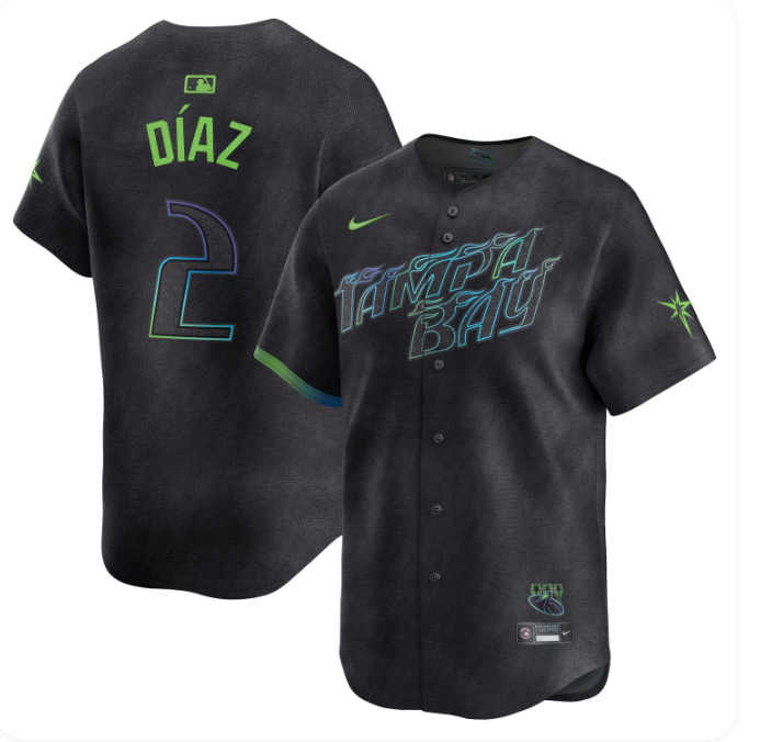 Men's Tampa Bay Rays #2 Yandy Díaz Nike City Connect Limited Replica Jersey - Charcoal