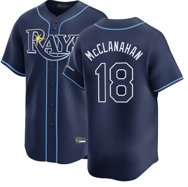 Men's Tampa Bay Rays #18 Shane McClanahan Nike Vapor Limited Jersey - Light Blue