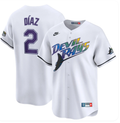 Men's Tampa Bay Rays #2 Yandy Díaz Cooperstown Collection Jersey - White