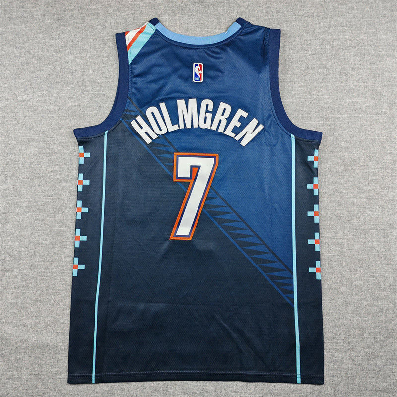 Men's Oklahoma City Thunder #7 Chet Holmgren Blue Swingman Jersey - Icon Edition