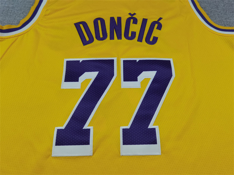 Men's Los Angeles Lakers #77 Luka Dončič Nike Icon Edition Gold Swingman Jersey