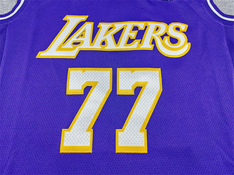 Men's Los Angeles Lakers #77 Luka Dončič Nike Statement Edition Purple Swingman Jersey
