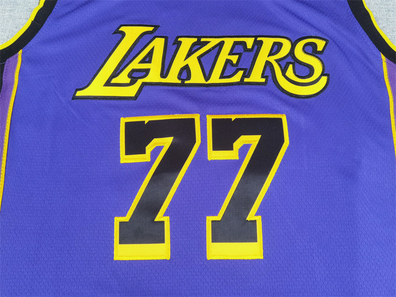 Men's Los Angeles Lakers #77 Luka Dončič Purple Swingman Jersey