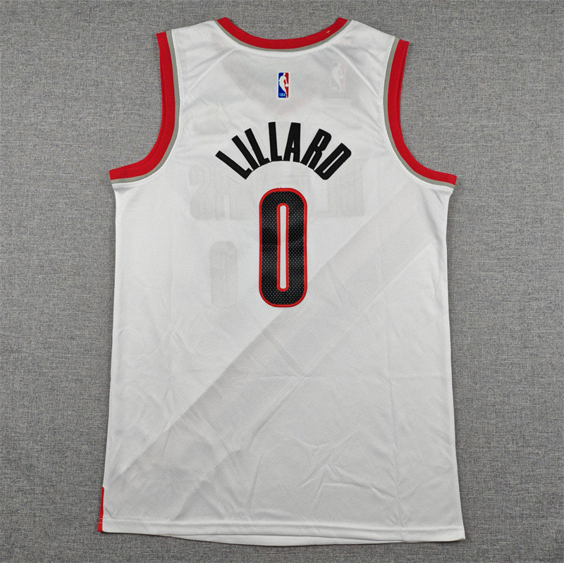 Men's Portland Trail Blazers #0 Damian Lillard White Swingman Jersey