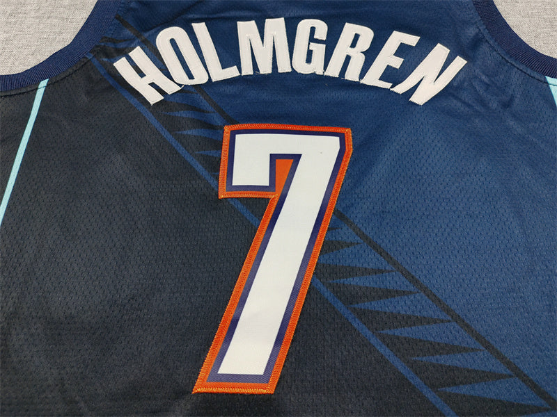 Men's Oklahoma City Thunder #7 Chet Holmgren Blue Swingman Jersey - Icon Edition