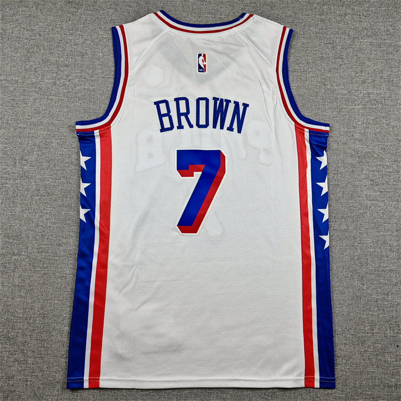 Men's Philadelphia 76ers #7 Jaylen Brown White Swingman Jersey - Association Edition