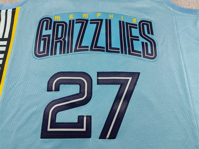 Men's Memphis Grizzlies #27 Cameron Boozer Light Blue Swingman Jersey - Statement Edition
