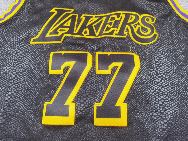 Men's Los Angeles Lakers #77 Luka Dončič Black Swingman Jersey