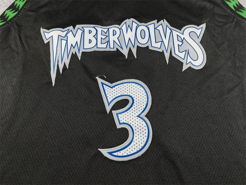 Men's Minnesota Timberwolves #3 Stephon Marbury Black 1997/98 Hardwood Classics Swingman Jersey