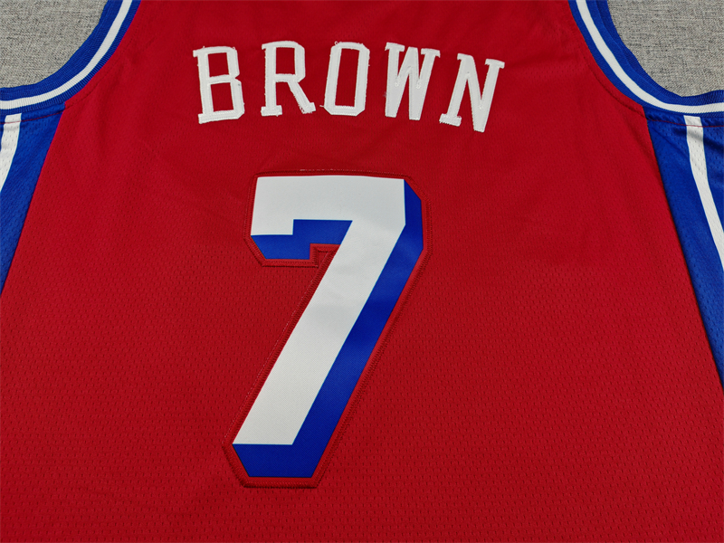 Men's Philadelphia 76ers #7 Jaylen Brown Red Swingman Jersey - Statement Edition
